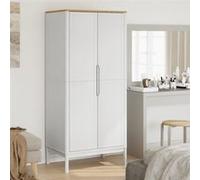 Vidaxl Garde-Robe Floro Blanc 77x53x171 Cm Bois Massif De Pin Blanc