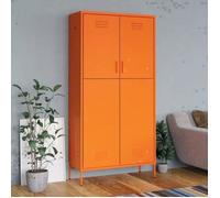 Armoire Avec 4 Étagères Ajustables Et Barre De Suspension Orange 90x50x180 Cm Acier Orange