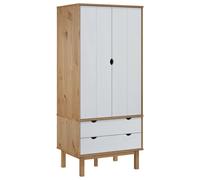 Vidaxl Garde-Robe Otta Marron Et Blanc 76,5x53x172 Cm Bois Massif Pin Multicolore