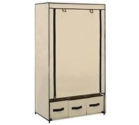 vidaXL Garde-Robe Penderie Armoire de Rangement Stockage Vêtements Meuble de Rangement Organisateur Chambre à Coucher Chaussures Crème Tissu