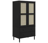 vidaXL Garde-robe SENJA aspect rotin noir 90x55x175 cm bois massif pin Marron