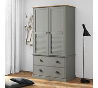 vidaXL Garde-Robe Vigo Gris 90x55x170 cm Bois Massif de pin, Armoire de Rangement, Organisateur de Garde-Robe, Armoire, Placard, Garde-Robe de Chambre