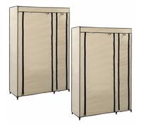 2x Garde-robes Pliable Crème Tissu Penderie Armoire Rangement Etagère vidaXL