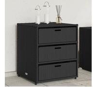 vidaXL Garden Storage Cabinet Black 55x59x69 cm Poly Rattan, outdoor storage cabinet, outdoor cupboard, garden storage 365555