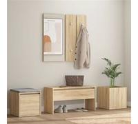 vidaXL Garderobe set bewerkt hout sonoma eikenkleurig3082065 Beige G