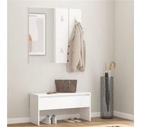 vidaXL Ensemble de meubles de couloir 808783 – Banc avec rangement, miroir et portemanteau – Blanc