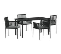 vidaXL Gartenstühle mit Kissen 2-TLG. Set Schwarzes Poly-rotin Stahlrahmen Modern Outdoor-Stuhl Armlehnenbequeme Sitzplätze für Terrasse und Balkon.