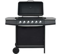 Vidaxl Gas grill mit 6 Kochzonen Stahl schwarz
