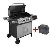 vidaXL Barbecue à gaz 6 + 1 zone de cuisson Noir et argenté