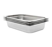 vidaXL 4X Récipients Gastronorm GN 1/1 100 mm Plateau à Aliments Plateau de Cuisson Plateau de Service Plateau Empilable Restaurant Maison Hôtel INOX