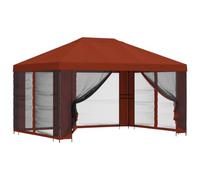 vidaXL Gazebo avec Murs latéraux 4 × 3 m Terre Cuite, Nappes de Jardin et terrasse, Solutions d'ombre, abri de Gazebo extérieur, vaste Protection pour événements