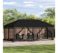 vidaXL Gazebo avec murs latéraux 6 x 3 m Noir Polyester et Acier 190