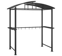 Gazebo BBQ et étagères latérales anthracite 210x114x230cm acier