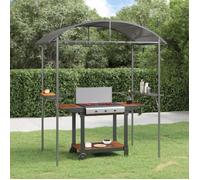 Gazebo BBQ et étagères latérales anthracite 220x115x230cm acier