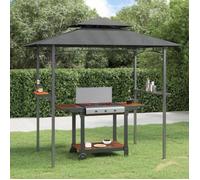 vidaXL Gazebo BBQ 360140 – 240x150x243 cm acier anthracite, étagères latérales