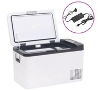 vidaXL Glacière avec Poignée et Adaptateur, Réfrigérateur de Voiture, Glacière Électrique Randonnée Pique-nique Camping, Noir et Blanc 25 L PP et PE