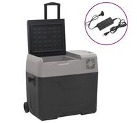 Vidaxl Glacière Avec Roue Et Adaptateur Noir Et Gris 30l Polypropylène