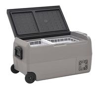 vidaXL Glacière avec roue et adaptateur noir et gris 50 L PP et PE, glacière électrique, réfrigérateur à compresseur, glacière de camping