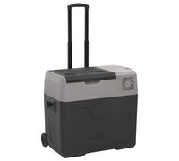 vidaXL Glacière avec roue et poignée noir et gris 50 L polypropylène, glacière électrique, réfrigérateur à compresseur, 51783.