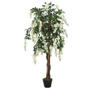 vidaXL Glycine artificielle 840 feuilles 150 cm vert et blanc