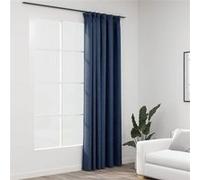 vidaXL Rideau occultant d'aspect de lin avec crochets Bleu 290x245 cm
