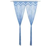 vidaXL Rideau en macramé Bleu 140x240 cm Coton