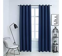 Vidaxl Rideaux Occultants Avec Anneaux En Mã©Tal 2 Pcs Bleu 140x245 Cm