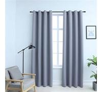 Gordijn verduisterend met metalen ringen 2 st 140x245 cm grijs134428