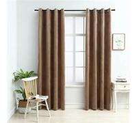 Vidaxl Rideaux Occultants Avec Anneaux 2 Pcs Velours Beige 140x175 Cm