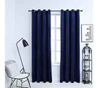 Vidaxl Rideaux Occultants Et Anneaux 2pcs Velours Bleu Foncã© 140x225cm