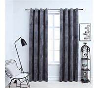 Gordijn verduisterend met ringen 2 st 140x245 cm fluweel zwart134498