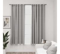 vidaXL Rideaux occultants aspect lin avec crochets 2pcs Gris 140x175cm Gris