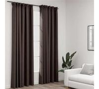 Vidaxl Rideaux Occultants Aspect Lin Et Crochets 2 Pcs Taupe 140x225cm