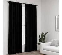 2x Rideaux Occultants Aspect Lin avec Crochets Gris 140x245 cm Fenêtre vidaXL