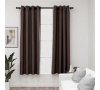 vidaXL Gordijnen linnen-look verduisterend ogen 2 st 140x175 cm taupe321200 Taupe G
