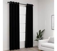 Vidaxl Rideaux Occultants Aspect Lin Avec ?Illets 2 Pcs Noir 140x225cm