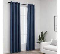 Vidaxl Rideaux Occultants Aspect Lin Avec ÅIllets 2 Pcs Bleu 140x245cm