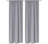 Vidaxl Rideaux Occultants Ã Fentes 2 Pcs Gris 135 X 245 Cm
