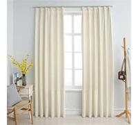 Vidaxl Rideaux Occultants Avec Crochets 2 Pcs Velours Crã¿Me 140x175 Cm