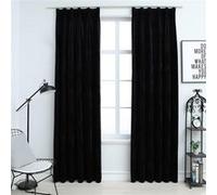Vidaxl Rideaux Occultants Avec Crochets 2 Pcs Velours Noir 140x175 Cm