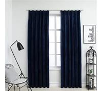Rideaux occultants et crochet 2pcs Velours Bleu foncé 140x225cm
