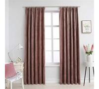 Gordijnen verduisterend 2 st met haken 140x225 cm fluweel roze134525