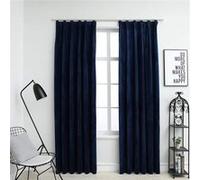 Gordijnen verduisterend 2 st met haken 140x245 cm fluweel blauw134534
