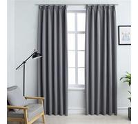 Rideaux Occultants 2 Pièces Gris 140 X 245 Cm Polyester Avec Crochets Occultants