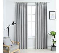 Vidaxl Rideaux Occultants Avec Crochets 2 Pcs Gris 140x245 Cm