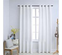 vidaXL 2X Rideaux Occultants avec Anneaux en Métal Occultant à Oeillet Chambre à Coucher Fenêtre Salon Bureau Maison Intérieur Blanc Cassé 140x175 cm