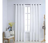 Vidaxl Rideau Occultant Et Anneaux En Mã©Tal 2pcs Blanc Cassã© 140x245cm