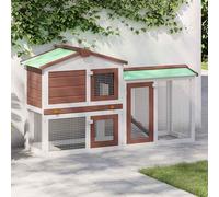 Vidaxl Clapier Large D'extérieur Marron Et Blanc 145x45x84 Cm Bois