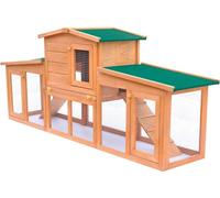 vidaXL Grand clapier pour petits animaux Clapier à lapins avec toits Bois