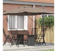 Vidaxl Grand Parasol Déporté Taupe Polyester Grand Pliable Moderne